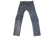 Load image into Gallery viewer, BALMAIN バルマン バイカーパンツ サイズ50 コットン レザー ネイビー シルバー金具 メンズ 美品 中古 49495