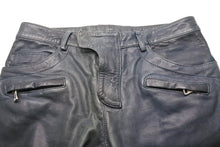 Load image into Gallery viewer, BALMAIN バルマン バイカーパンツ サイズ50 コットン レザー ネイビー シルバー金具 メンズ 美品 中古 49495