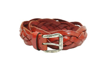 画像をギャラリービューアに読み込む, POST&amp;CO ポストアンドコー ベルト バックル ハンドメイド イタリア製 レッド レザー サイズ06 シルバー金具 良品 中古 49543