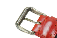 画像をギャラリービューアに読み込む, POST&amp;CO ポストアンドコー ベルト バックル ハンドメイド イタリア製 レッド レザー サイズ06 シルバー金具 良品 中古 49543