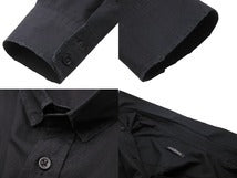 画像をギャラリービューアに読み込む, BALMAIN バルマン 長袖シャツ ダメージ加工 無地 トップス S5HT120C320P コットン ブラック サイズ40 美品 中古 49588