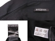 画像をギャラリービューアに読み込む, BALMAIN バルマン 長袖シャツ ダメージ加工 無地 トップス S5HT120C320P コットン ブラック サイズ40 美品 中古 49588
