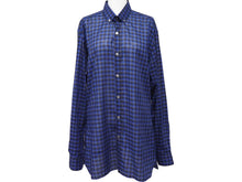Load image into Gallery viewer, 極美品 LANVIN ランバン 長袖シャツ 75008 チェックシャツ ネイビー コットン100％ サイズ40 中古 49593