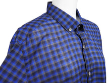 Load image into Gallery viewer, 極美品 LANVIN ランバン 長袖シャツ 75008 チェックシャツ ネイビー コットン100％ サイズ40 中古 49593