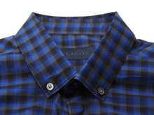 Load image into Gallery viewer, 極美品 LANVIN ランバン 長袖シャツ 75008 チェックシャツ ネイビー コットン100％ サイズ40 中古 49593