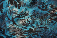 画像をギャラリービューアに読み込む, 希少 GIORGIO BRATO ジョルジオブラット 大判 シルク プリント スカーフ 総柄 ストール ブルー系 中古 49642
