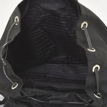 Load image into Gallery viewer, PRADA プラダ テスートナイロン ロボット バックパック リュックサック 1BZ811 サフィアーノレザー スタッズ メタリックパーツ メタルロゴプレート ブラック シルバー金具 美品 中古 1BZ811