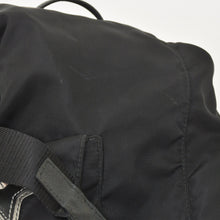 Load image into Gallery viewer, PRADA プラダ テスートナイロン ロボット バックパック リュックサック 1BZ811 サフィアーノレザー スタッズ メタリックパーツ メタルロゴプレート ブラック シルバー金具 美品 中古 1BZ811