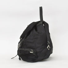 Load image into Gallery viewer, PRADA プラダ テスートナイロン ロボット バックパック リュックサック 1BZ811 サフィアーノレザー スタッズ メタリックパーツ メタルロゴプレート ブラック シルバー金具 美品 中古 1BZ811