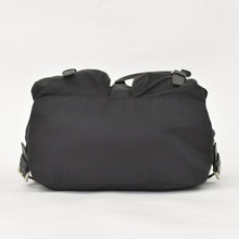Load image into Gallery viewer, PRADA プラダ テスートナイロン ロボット バックパック リュックサック 1BZ811 サフィアーノレザー スタッズ メタリックパーツ メタルロゴプレート ブラック シルバー金具 美品 中古 1BZ811