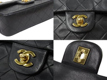 画像をギャラリービューアに読み込む, CHANEL シャネル マトラッセ ショルダーバッグ ココマーク 3番台 ラムスキン ブラック ゴールド金具 美品 中古 49714