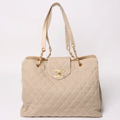 CHANEL シャネル Supermodel XL スーパーモデルXL チェーントートバッグ A01992 リネン 3番台 ココマーク ココボール ベージュ 美品 中古 4a003212