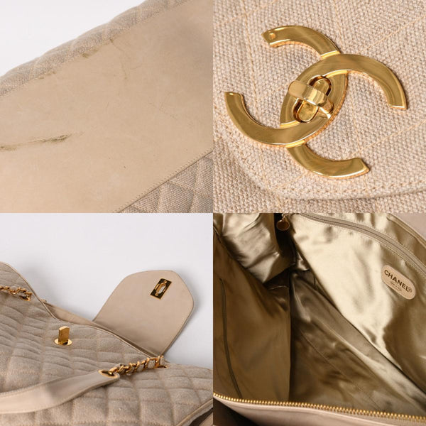 CHANEL シャネル Supermodel XL スーパーモデルXL チェーントートバッグ A01992 リネン 3番台 ココマーク ココボール ベージュ 美品 中古 4a003212