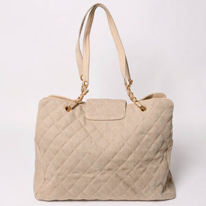 CHANEL シャネル Supermodel XL スーパーモデルXL チェーントートバッグ A01992 リネン 3番台 ココマーク ココボール ベージュ 美品 中古 4a003212
