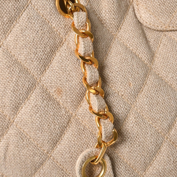 CHANEL シャネル Supermodel XL スーパーモデルXL チェーントートバッグ A01992 リネン 3番台 ココマーク ココボール ベージュ 美品 中古 4a003212
