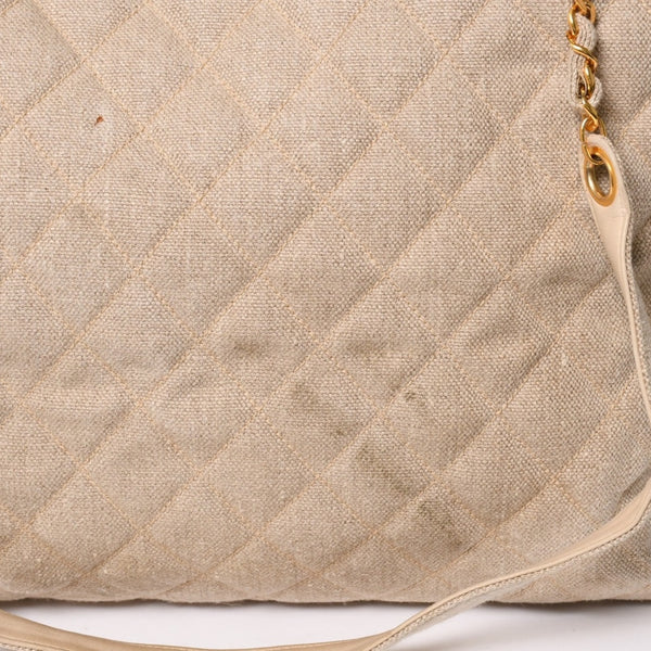 CHANEL シャネル Supermodel XL スーパーモデルXL チェーントートバッグ A01992 リネン 3番台 ココマーク ココボール ベージュ 美品 中古 4a003212