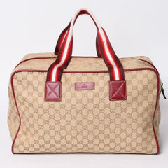 GUCCI Gucci Boston Handbag 153240 204046 GG Canvas Sherry Line Leather Brown Red Good Condition Used 4a000219