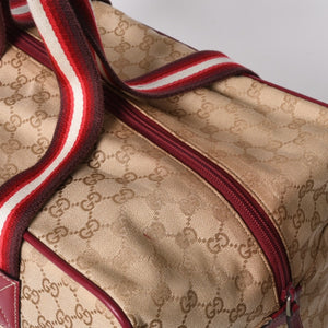GUCCI Gucci Boston Handbag 153240 204046 GG Canvas Sherry Line Leather Brown Red Good Condition Used 4a000219
