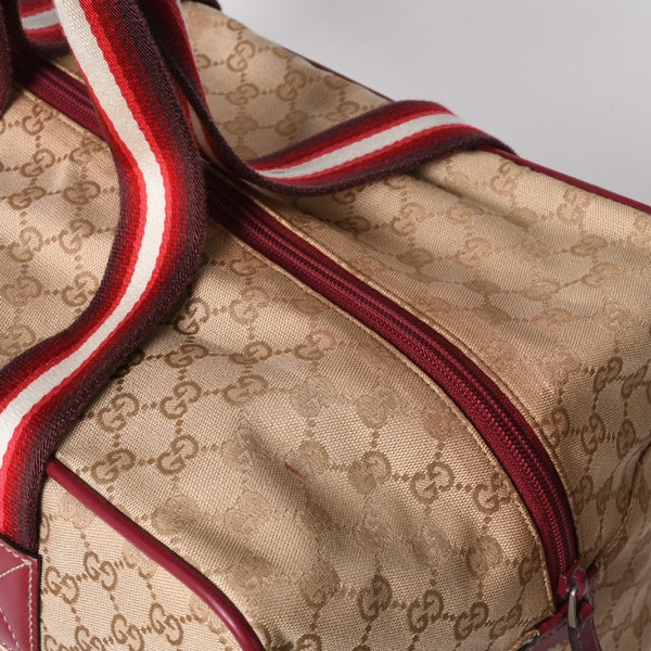 GUCCI Gucci Boston Handbag 153240 204046 GG Canvas Sherry Line Leather Brown Red Good Condition Used 4a000219