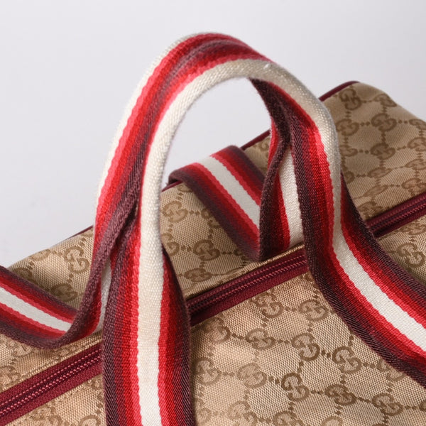 GUCCI Gucci Boston Handbag 153240 204046 GG Canvas Sherry Line Leather Brown Red Good Condition Used 4a000219