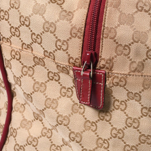 GUCCI Gucci Boston Handbag 153240 204046 GG Canvas Sherry Line Leather Brown Red Good Condition Used 4a000219