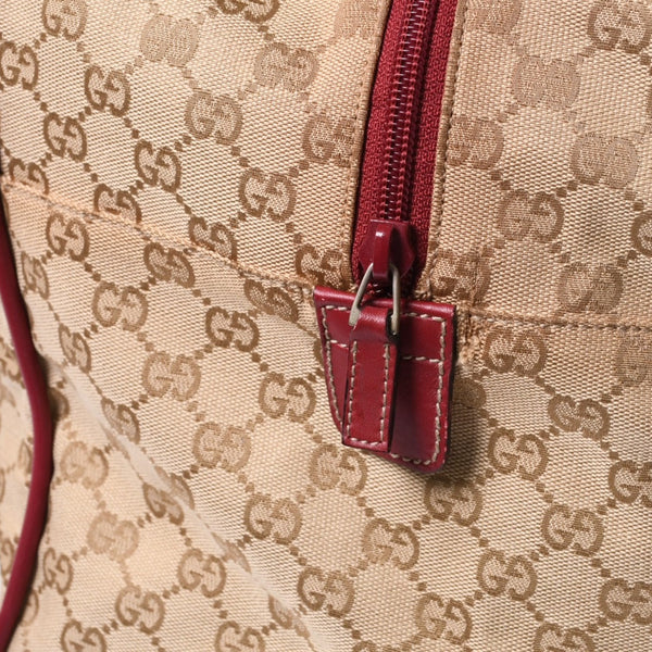 GUCCI Gucci Boston Handbag 153240 204046 GG Canvas Sherry Line Leather Brown Red Good Condition Used 4a000219
