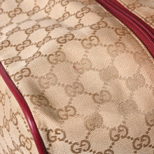 画像をギャラリービューアに読み込む, GUCCI グッチ ボストン ハンドバッグ 153240 204046 GGキャンバス シェリーライン レザー ブラウン レッド 美品 中古 4a000219