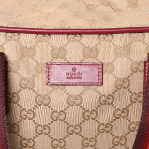 GUCCI Gucci Boston Handbag 153240 204046 GG Canvas Sherry Line Leather Brown Red Good Condition Used 4a000219