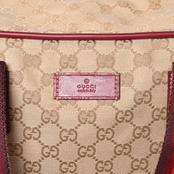 GUCCI Gucci Boston Handbag 153240 204046 GG Canvas Sherry Line Leather Brown Red Good Condition Used 4a000219