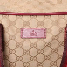 画像をギャラリービューアに読み込む, GUCCI グッチ ボストン ハンドバッグ 153240 204046 GGキャンバス シェリーライン レザー ブラウン レッド 美品 中古 4a000219