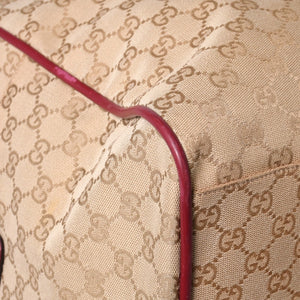 GUCCI Gucci Boston Handbag 153240 204046 GG Canvas Sherry Line Leather Brown Red Good Condition Used 4a000219