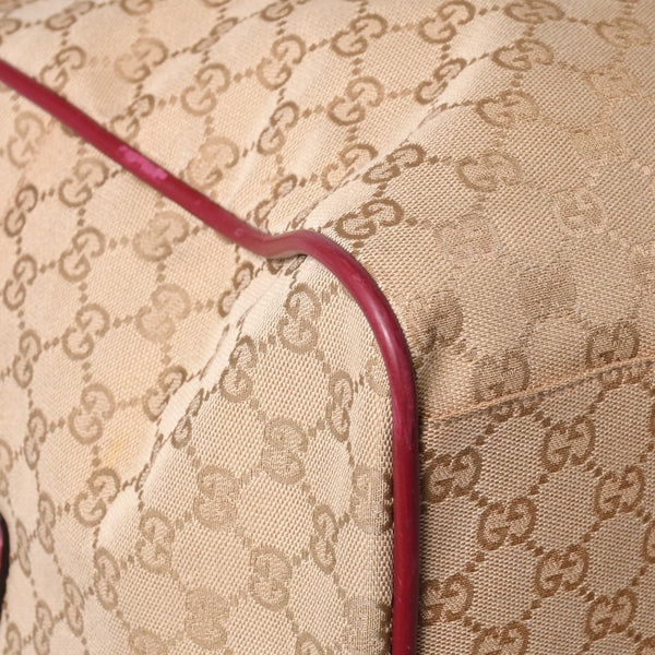 GUCCI Gucci Boston Handbag 153240 204046 GG Canvas Sherry Line Leather Brown Red Good Condition Used 4a000219