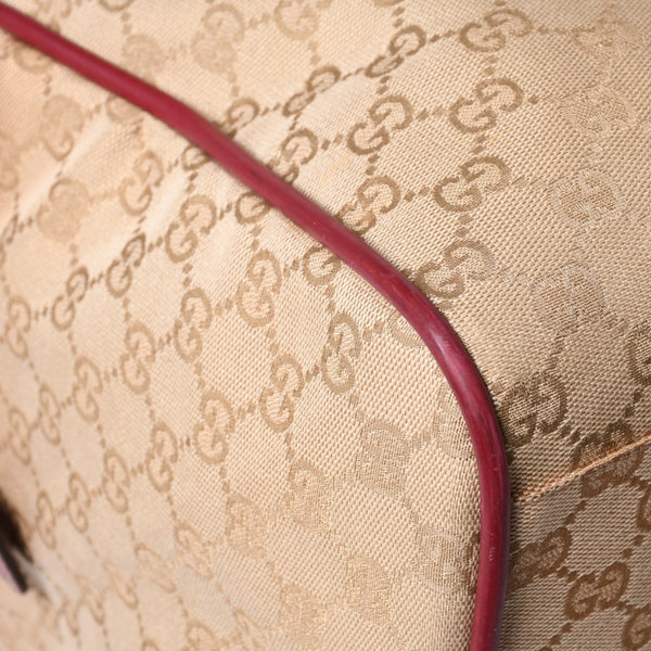 GUCCI Gucci Boston Handbag 153240 204046 GG Canvas Sherry Line Leather Brown Red Good Condition Used 4a000219