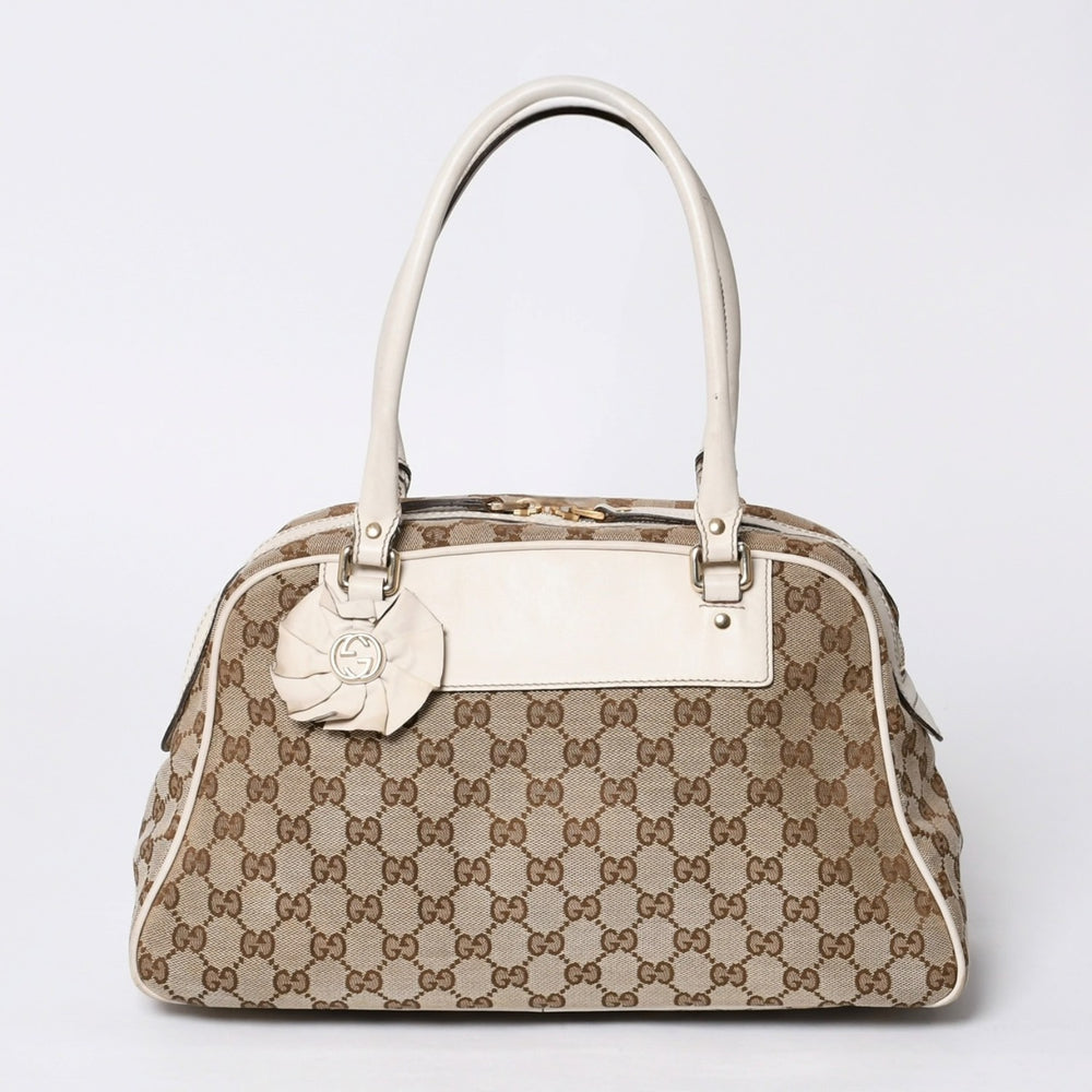 GUUCI グッチ GGキャンバス Shoulder Bag ショルダーバッグ 189826 ベージュ ホワイト 美品 中古 4a000396