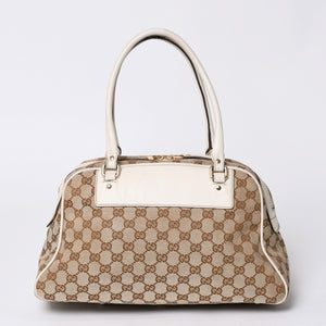 GUUCI グッチ GGキャンバス Shoulder Bag ショルダーバッグ 189826 ベージュ ホワイト 美品 中古 4a000396