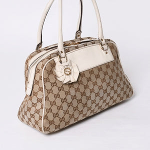 GUUCI グッチ GGキャンバス Shoulder Bag ショルダーバッグ 189826 ベージュ ホワイト 美品 中古 4a000396