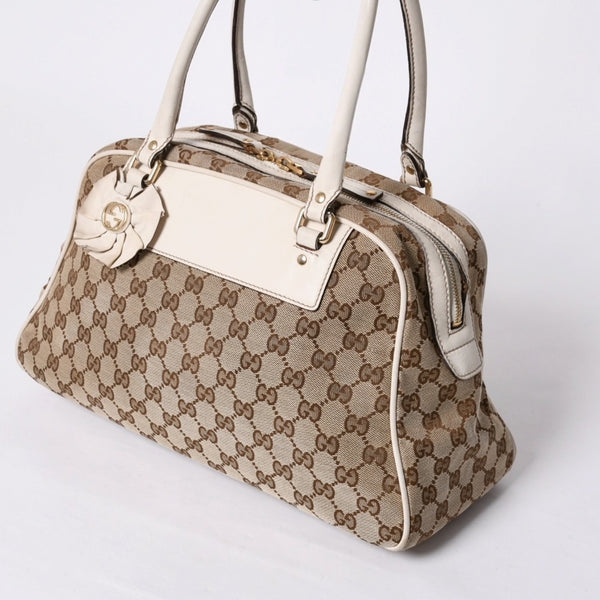 GUUCI グッチ GGキャンバス Shoulder Bag ショルダーバッグ 189826 ベージュ ホワイト 美品 中古 4a000396