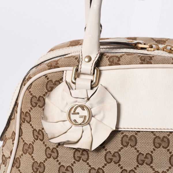GUUCI グッチ GGキャンバス Shoulder Bag ショルダーバッグ 189826 ベージュ ホワイト 美品 中古 4a000396