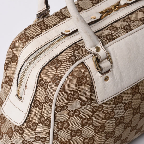 GUUCI グッチ GGキャンバス Shoulder Bag ショルダーバッグ 189826 ベージュ ホワイト 美品 中古 4a000396