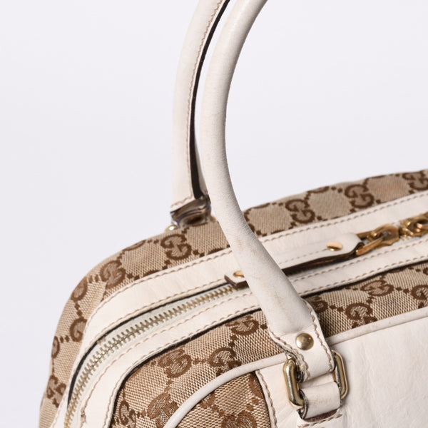 GUUCI グッチ GGキャンバス Shoulder Bag ショルダーバッグ 189826 ベージュ ホワイト 美品 中古 4a000396