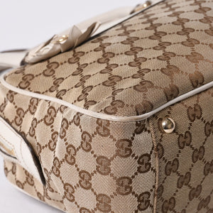 GUUCI グッチ GGキャンバス Shoulder Bag ショルダーバッグ 189826 ベージュ ホワイト 美品 中古 4a000396