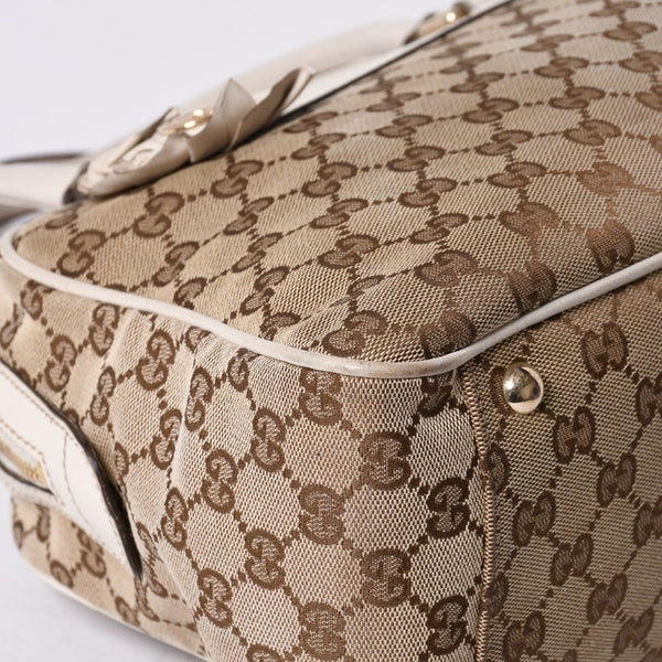 GUUCI グッチ GGキャンバス Shoulder Bag ショルダーバッグ 189826 ベージュ ホワイト 美品 中古 4a000396