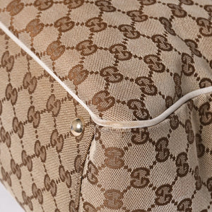 GUUCI グッチ GGキャンバス Shoulder Bag ショルダーバッグ 189826 ベージュ ホワイト 美品 中古 4a000396