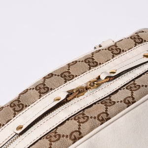 GUUCI グッチ GGキャンバス Shoulder Bag ショルダーバッグ 189826 ベージュ ホワイト 美品 中古 4a000396