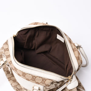 GUUCI グッチ GGキャンバス Shoulder Bag ショルダーバッグ 189826 ベージュ ホワイト 美品 中古 4a000396