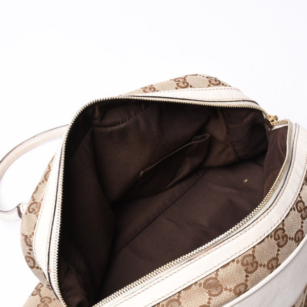 GUUCI グッチ GGキャンバス Shoulder Bag ショルダーバッグ 189826 ベージュ ホワイト 美品 中古 4a000396