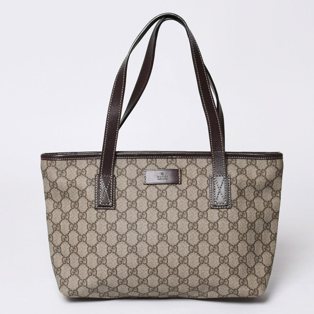 極美品 GUCCI グッチ ハンドバッグ 211138 002123 GGスプリーム レザー ベージュ 中古 4a000211