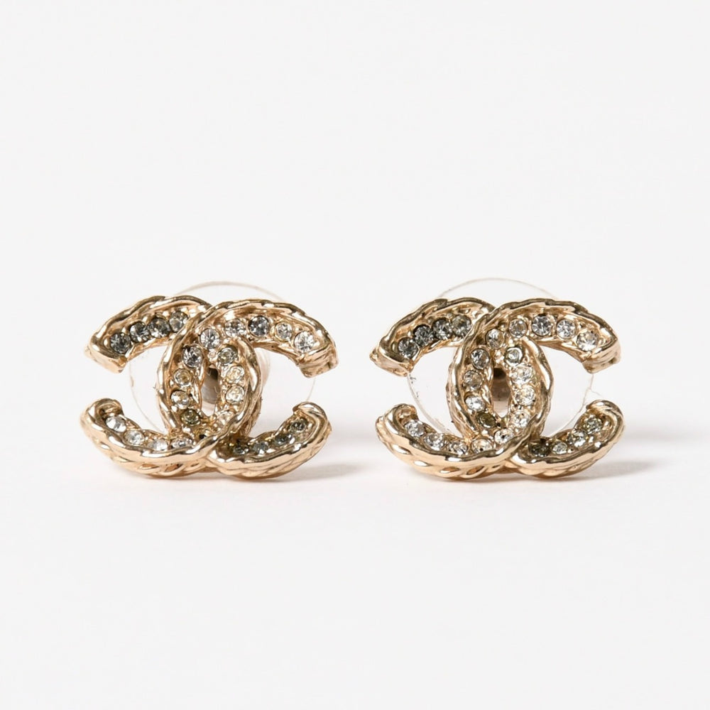 極美品 CHANEL シャネル ピアス イヤリング ココマーク ゴールド ラインストーン B15C刻印 重量約3.75g 中古 4a005150