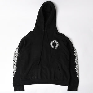 CHROME HEARTS クロムハーツ プルオーバーフーディー パーカー サイズL フローラルクロス ホースシュー ブラック 美品 中古 4a005382