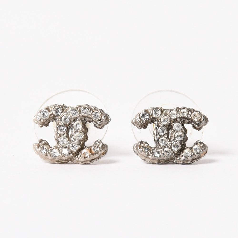 CHANEL Chanel Earrings Coco Mark Rhinestone Metal A12A Engraved Weight Approx. 2.39g Good Condition Used 4a005162